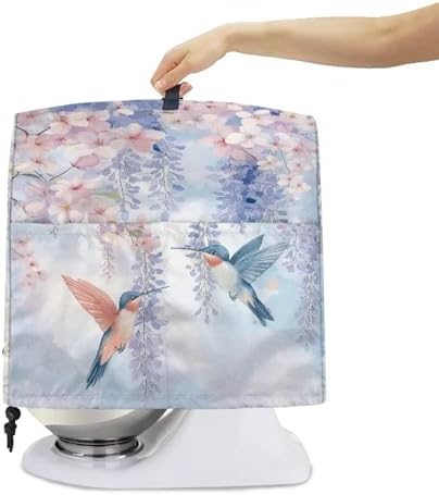Hummingbird Mixer Covers 4.5-5 Quart Flowers Print Kitchen Stand Mixer Covers Protector Dust Cover Kitchen Aid Mixer Covers Accessories Kitchen Decoration
