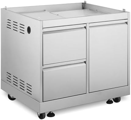 32 in. Newport Coll Grill Cabinet with Drawers, Tank Mount, Stainless Steel