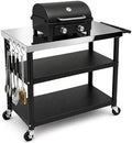 100% Stainless Steel Outdoor Grill Table, Heavy Duty BBQ Rolling Grill Cart for Patio Backyard Pizza Oven