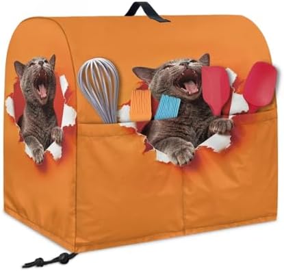 Stand Mixer Covers Kitchen Decoration 3D Cat Print Kitchen Aid Mixer Cover Dust Cover with Pockets and Handle Kitchen Accessories Mixer Covers
