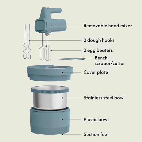 bella 3.5 Qt Hand & Stand Mixer, 2 in 1 Electric Mixer with Bowl, Surf