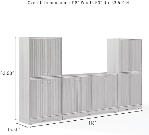 Crosley Furniture Naomi 3-Piece Reeded Pantry & Sideboard Set