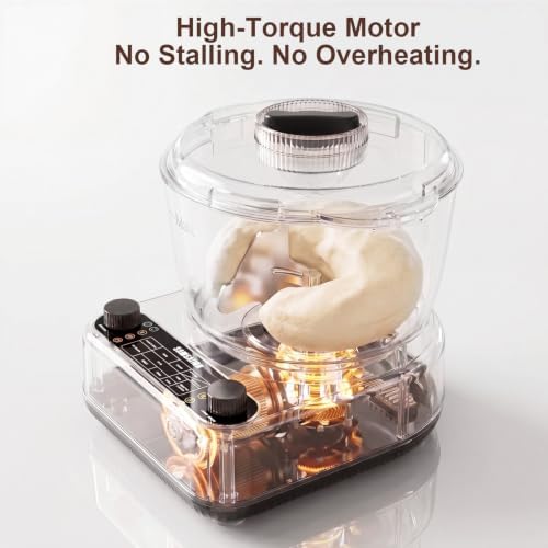 Electric Dough Mixer with Ferment Function, 6.5QT Stand Dough Maker, Dough Kneading Machine with 304 Stainless Steel Bowl, Removable Lid & Knob Control, Ideal for Pizza, Pasta, Bread - Onyx Black