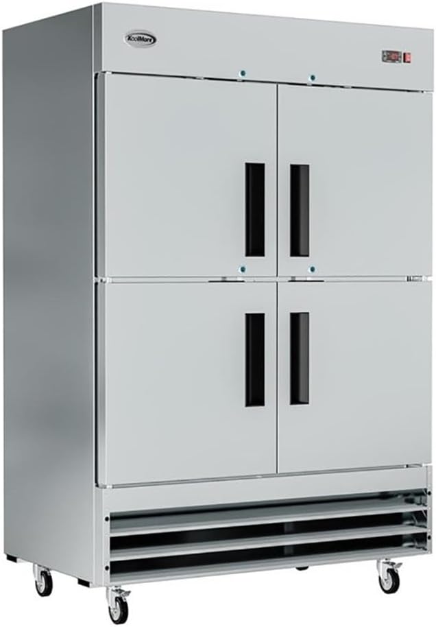 Pemberly Row 54" Commercial Stainless Steel Half Door Reach-in Freezer in Silver