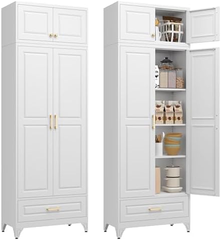 Polup Kitchen Pantry Cabinet, 90" Tall Metal Storage Cabinet with Doors