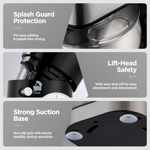 Stand Mixer 5.3QT Tilt-Head 6+P Speed Household Food Mixer Black