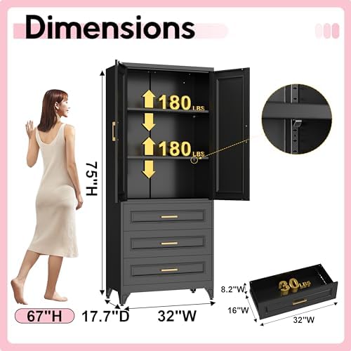 UNICOLY Pantry Kitchen Cabinet with Drawer, 75" Tall Pantry Storage Cabinet