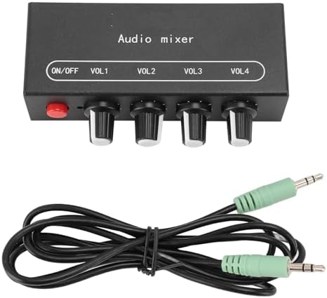 Stereo Line Mixer 4 Channel, 3.5mm Aluminum Alloy Compact