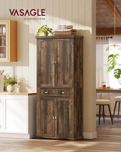VASAGLE Pantry Cabinet, Freestanding Tall Cupboard with a Drawer