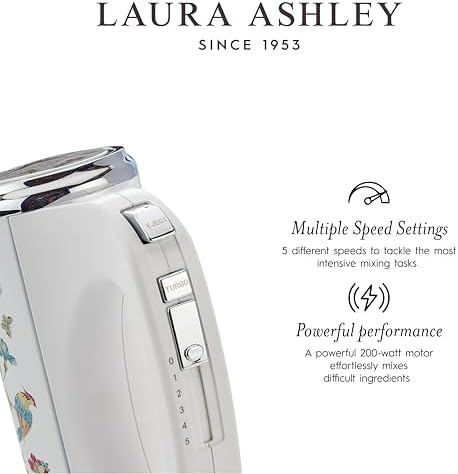 Laura Ashley Elveden White Hand Mixer Electric Handheld - Electric Mixer