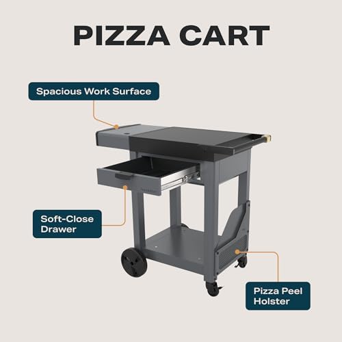 Current® Outdoor Pizza Cart, Soft-Close Drawer, Pizza Peel Holster, Wheels