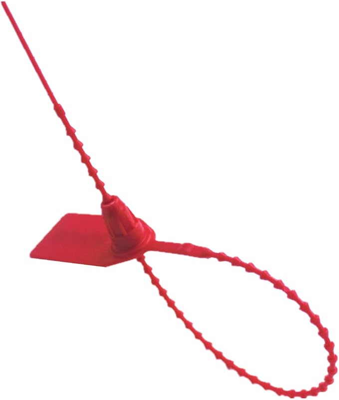 Plastic Security Seals Disposable Tags Safety Padlocks Zip Ties Numbered 9.84 inches 200 pcs per Bag (200pcs, Red)