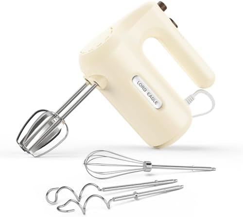 5-Speed Small Hand Mixer Electric, 300W Compact Portable, Cream