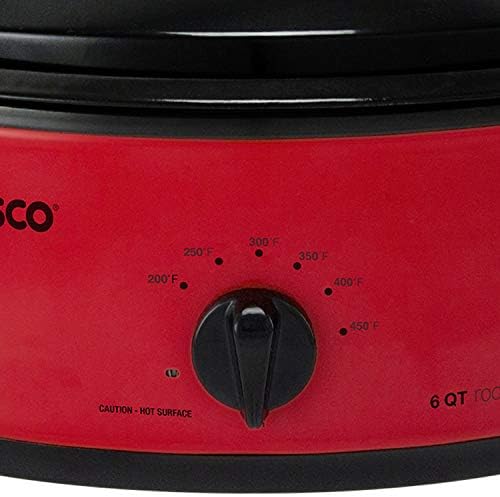 NESCO 4816-12, Roaster Oven with Porcelain Coated Steel Cookwell, Red, 6 quart, 750 watts