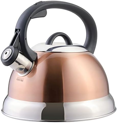 Mr. Coffee Flintshire 1.75-Quart Stainless Steel Whistling Tea Kettle with Nylon Handle – Copper Finish Stove-Top Kettle for Boiling Water by MrCoffee