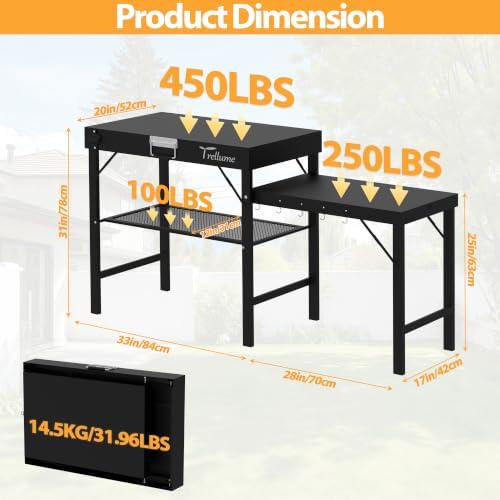 Outdoor Grill Cart,Outdoor Garden Patio BBQ Kitchen Food Prep Table Cart