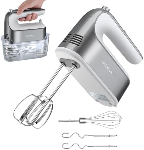 Hand Mixer Blender with Turbocharged 5-speed, One Click Release, 400W Copper Motor -5 Stainless Steel Accessories -110V Blender, Used for Baking, Beating Eggs, and Dough