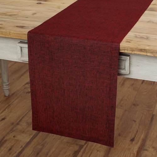 Solino Home 100% Linen Dining Table Runner Red Woven, Athena 14 x 72 in