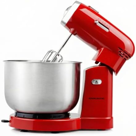 OVENTE Electric Stand Mixer, 3.5 QT, 5 Mixing Speeds, 250W, Red SM680R