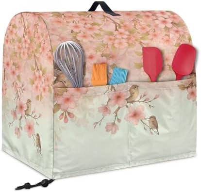 Cherry Blossom Robin Bird Stand Mixer Cover for Kitchen Decor Waterproof Mixer Dust Cover Fits All Tilt Head & Bowl Lift Models Kitchen Aid Mixer Covers Protector