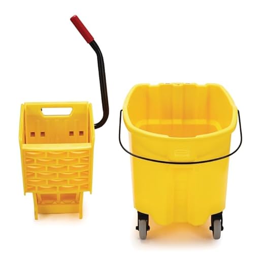 HealSmart 28-Quart Commercial Mop Bucket with Side-Press Wringer & Wheels – Multi-Functional Storage, High Efficiency Dehydration, Anti-Splash Design for Floor Cleaning in Offices, Malls, Yellow