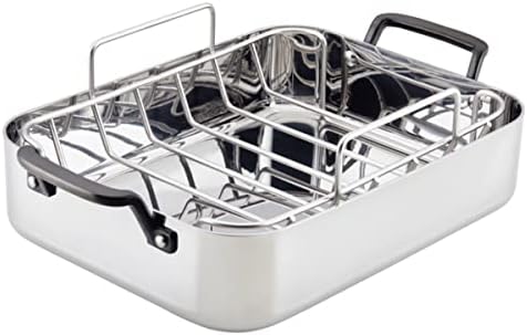KitchenAid 5-Ply Clad Stainless Steel Roaster with Wire Rack, 15x11.5 inch