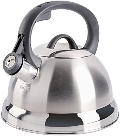 Mr. Coffee Flintshire 1.75-Quart Stainless Steel Whistling Tea Kettle – Brushed Satin Finish Stove-Top Kettle for Boiling Water by MrCoffee