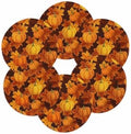 Fall Round Placemats Set of 6 Thanksgiving Orange Harvest Pumpkin Place Mats Washable Woven Placemat Autumn Maple Leaf Circle Braided Table Mat for Kitchen Dining Holiday Party Fall Decor 15 Inch