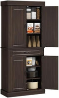 HOMCOM 71" Freestanding Kitchen Pantry Cabinet 4 Doors Coffee