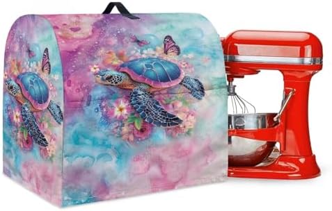 Sea Turtle Stand Mixer Covers Decoration Kitchen Aid Mixer Cover Dust Cover with Pockets and Handle Kitchen Accessories Mixer Covers Hibiscus Butterfly Mixer Cover