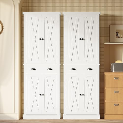 IRONCK Kitchen Pantry Storage Cabinet 72.6" H x 24" W, White