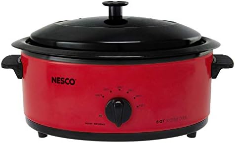 NESCO 4816-12, Roaster Oven with Porcelain Coated Steel Cookwell, Red, 6 quart, 750 watts