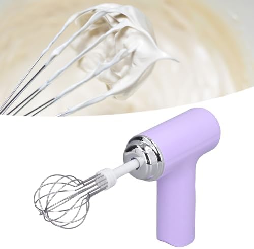 Qqmora Electric Cordless Hand Mixer Effortless Whisk Cream Salad Dressing Small Lightweight Design for Extended Periods of Time (Purple)