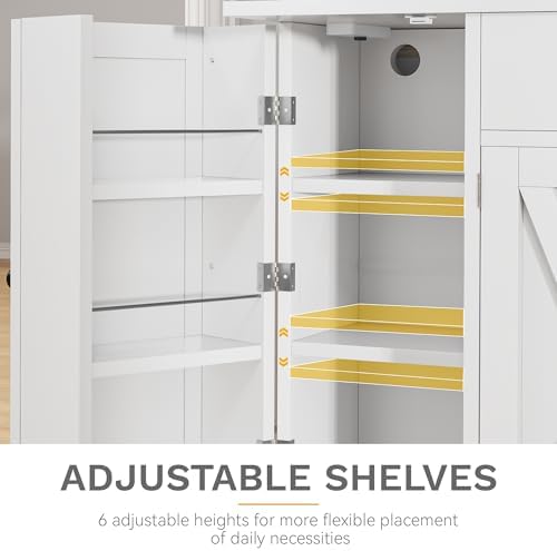 DWVO 71''H Kitchen Pantry Storage Cabinet with Power Outlet, White