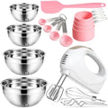 Showvigor Electric Hand Mixer with 5 Stainless Steel Whisks,5 Speed,White