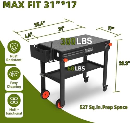 Portable Outdoor Grill Table, Blackstone Grill Stand, Folding BBQ Cart