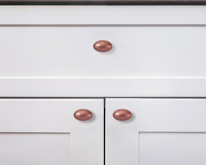 khtumeware 10 Pack 1-3/8 inch(35mm) Antique Copper Cabinet Knobs Dresser Knobs Oval Drawer Knobs Kitchen Cabinet Hardware Egg Knobs for Dresser Drawers