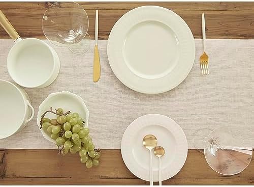 Solino Home 100% Pure Linen Table Runner Natural Long, Athena 14 x 144 in
