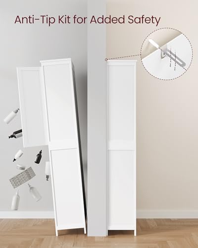 VASAGLE Tall Storage Cabinet, 4 Doors, 4 Adjustable Shelves, 66.9" H