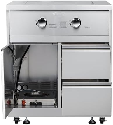 KoolMore 32 in. Outdoor Kitchen Liquid Propane Side Burner with Bottom Cabinet in Stainless-Steel (KM-OKS-SBC)