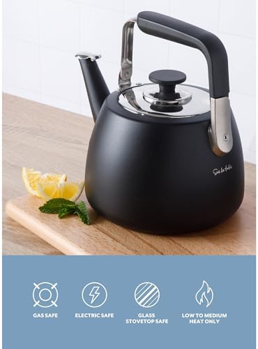 Sur La Table Kitchen Essentials Large 2 QT Heavy Gauge Stainless Steel Tea Kettle - Matte Black - Image 3