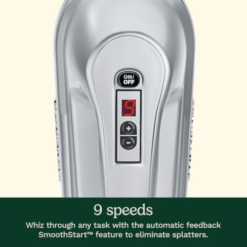 Cuisinart Power Advantage Plus 9-Speed Hand Mixer, 220W-Motor Hand Blender Electric Mixer with 9 Speed Settings, XL Dishwasher-Safe Beaters, 3 Low Mixing Speeds, Storage Case, Cream