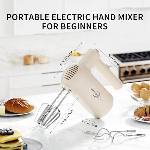 Hand Mixer Electric 5-Speed Upgraded Motor Turbo White