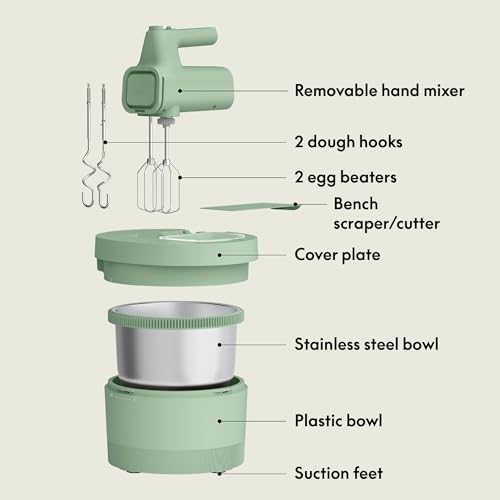 bella 3.5 Qt Hand & Stand Mixer, 2 in 1 Electric Mixer with Bowl, Seaglass