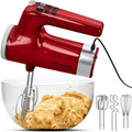 Electric Hand Mixer 350W, 9 Speed Handheld Mixer with Timer, Beaters, Whisks & Dough Hooks, Storage Case, Kitchen Mixer for Baking, Eggs, Cream, Cookie Dough & Frosting, Red
