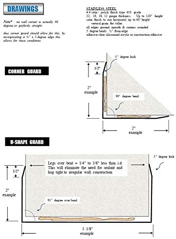 1 1/2" x 1 1/2" x 48" Stainless Steel Corner Guard, Includes Adhesive, Pack of 10 Units
