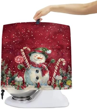 Kitchen Aid Mixer Cover Dust Cover with Pockets and Handle, Snowman Pattern, Polyester, Protects from Dust, Stains, and Splashes, Foldable, Washable, Universal Size