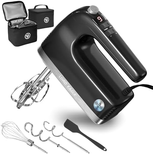 Lord Eagle 9-Speed Digital Hand Mixer Electric Handheld, 500W DC Motor