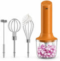 Cordless Hand Mixer, 4-in-1 Handheld Electric Mixer with Electric Whisk Frother & 10 oz Mini Food Chopper, USB-C Rechargeable 4-Speed Hand Mixer for Eggs, Cream, Coffee & Small-Batch Prep