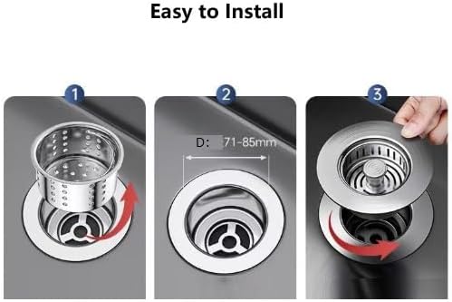 Upgrade Your Kitchen with a 304 Stainless Steel Sink Drain Strainer & Stopper – Durable, Rust-Resistant, and Easy-to-Clean for a Clog-Free Sink. Perfect for Any Modern Kitchen!